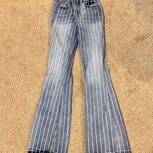 Classic Blue Striped Flare Jeans